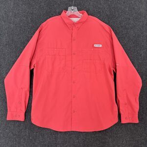 Columbia PFG Tamiami II Shirt Men's XL Red Omni-Shade Vented UPF Fishing Pockets
